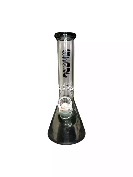 Front View, Glass Beaker Bong, Tint Finish, Black, Height=10-inch Thickness=5mm Joint=14mm